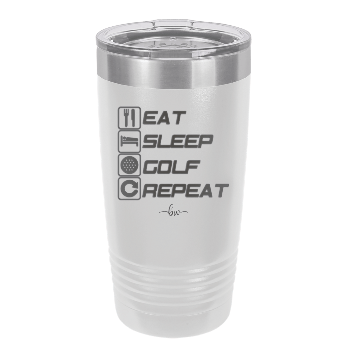 Eat Sleep Golf Repeat 3 - Laser Engraved Stainless Steel Drinkware - 1658 -