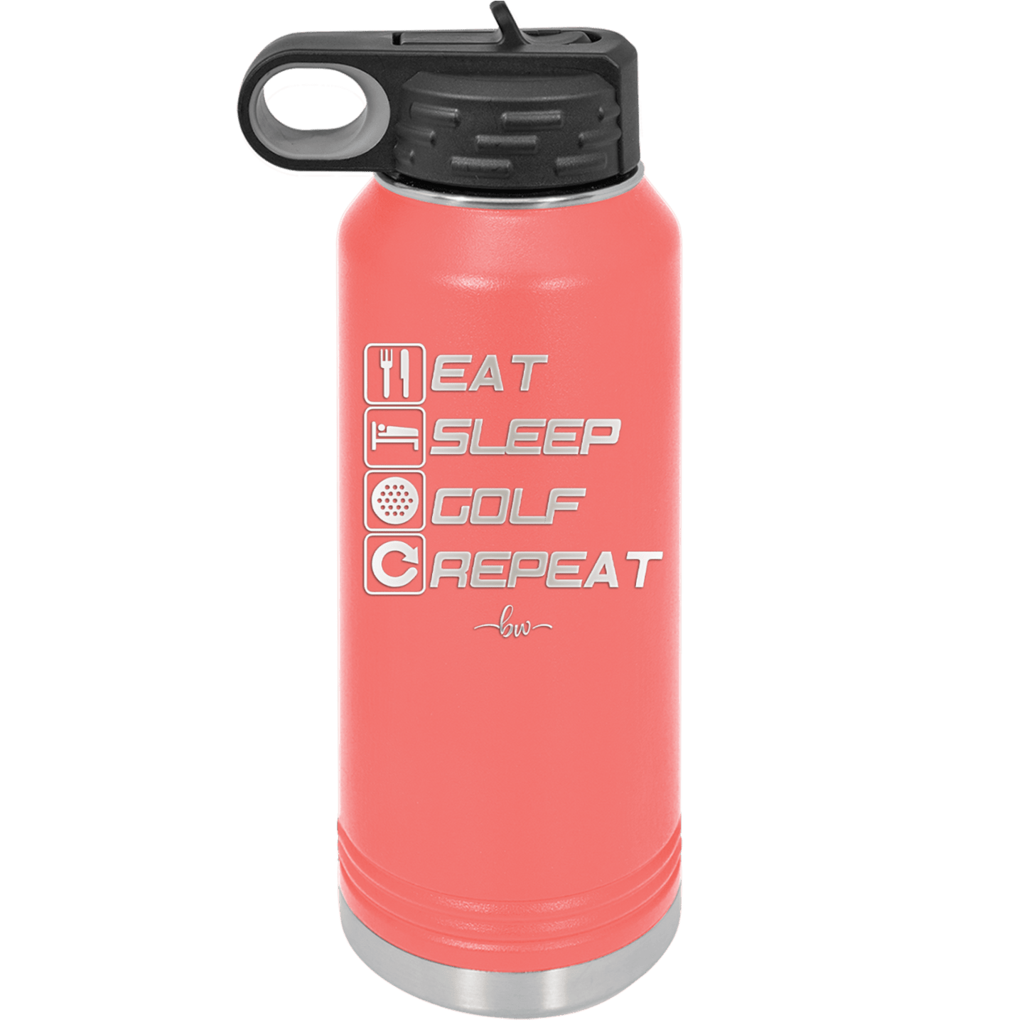 Eat Sleep Golf Repeat 3 - Laser Engraved Stainless Steel Drinkware - 1658 -