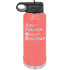 Eat Sleep Golf Repeat 3 - Laser Engraved Stainless Steel Drinkware - 1658 -