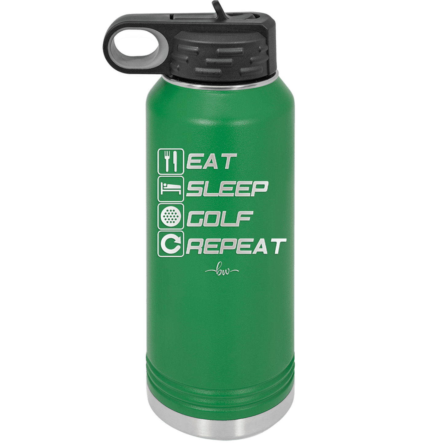 Eat Sleep Golf Repeat 3 - Laser Engraved Stainless Steel Drinkware - 1658 -