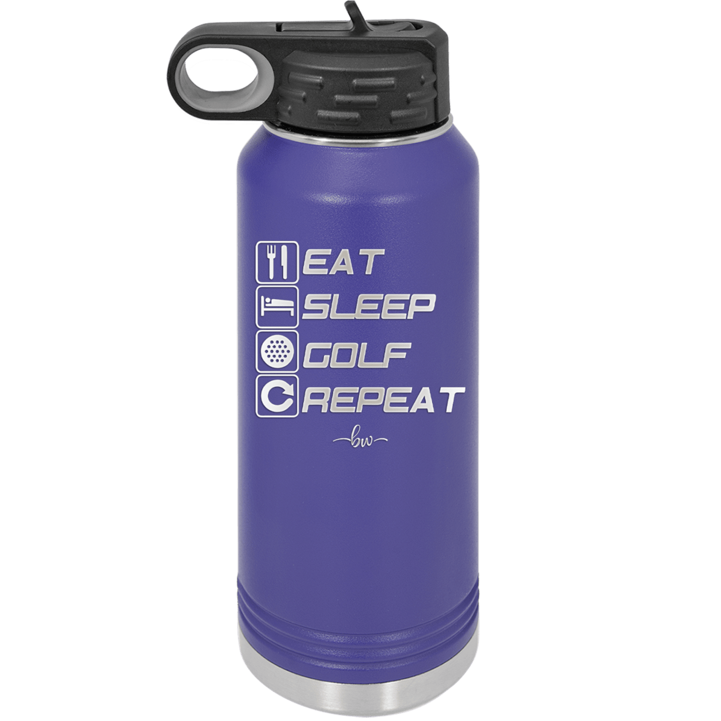 Eat Sleep Golf Repeat 3 - Laser Engraved Stainless Steel Drinkware - 1658 -