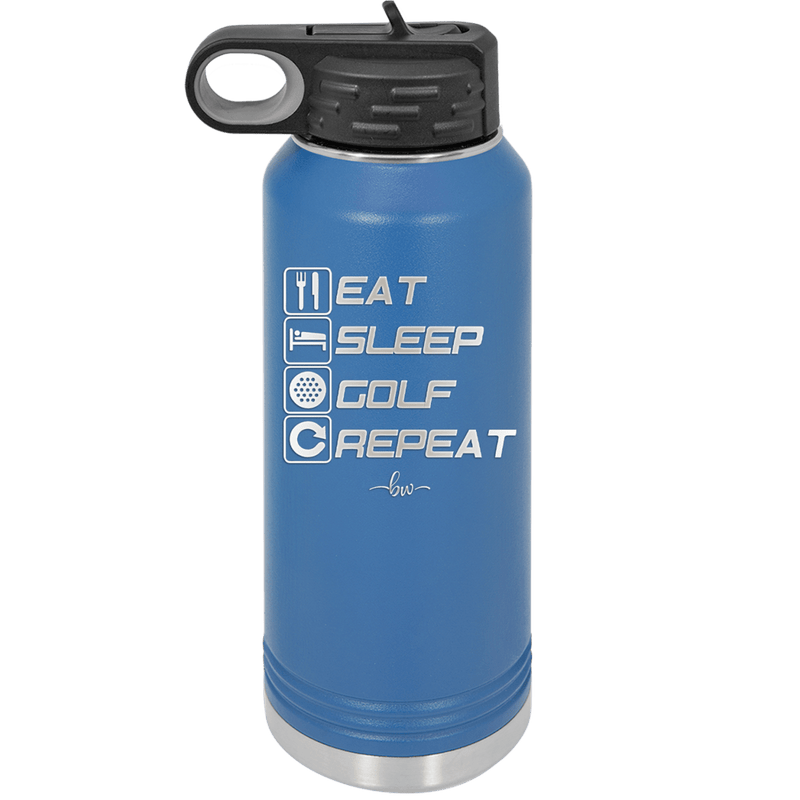 Eat Sleep Golf Repeat 3 - Laser Engraved Stainless Steel Drinkware - 1658 -