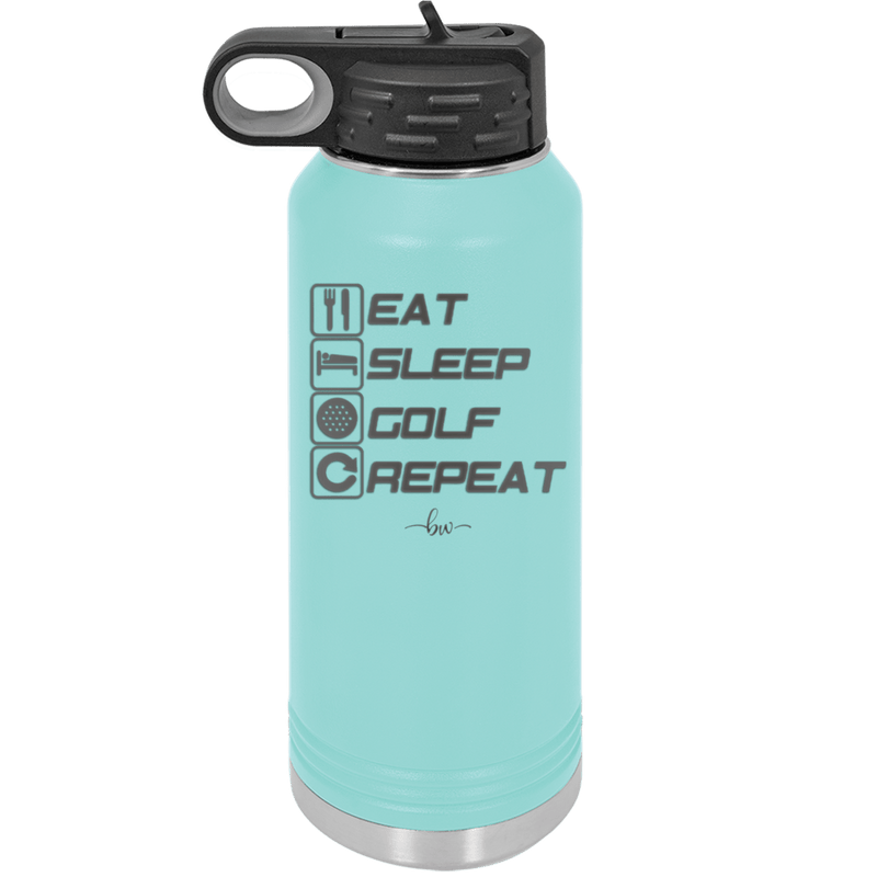 Eat Sleep Golf Repeat 3 - Laser Engraved Stainless Steel Drinkware - 1658 -