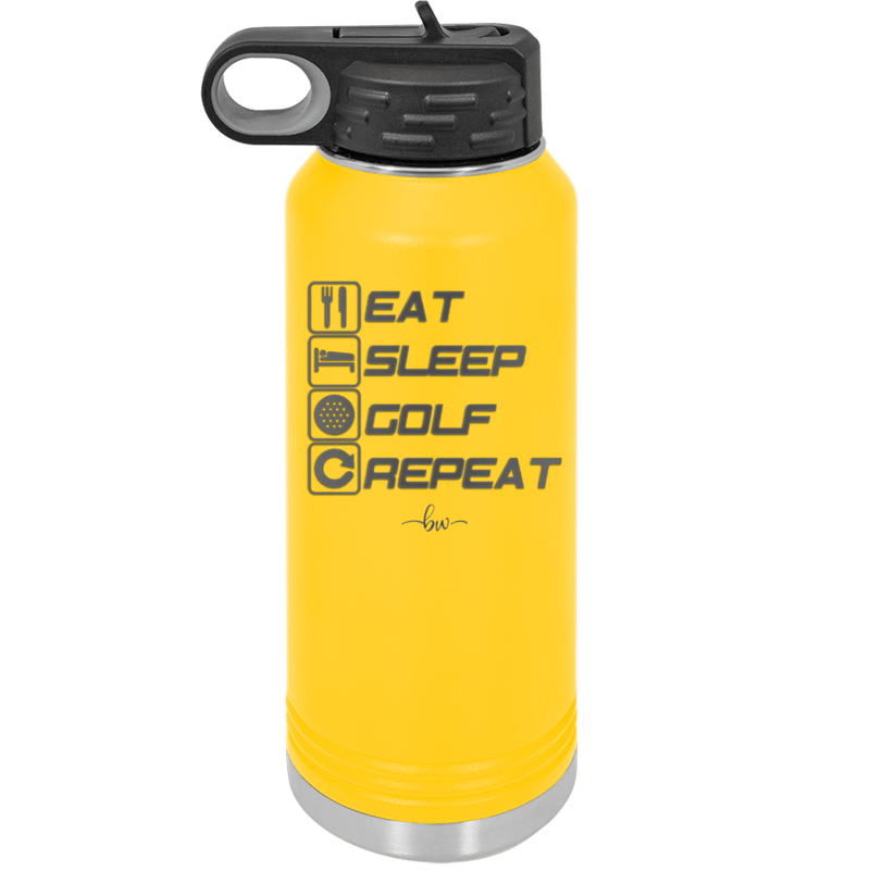 Eat Sleep Golf Repeat 3 - Laser Engraved Stainless Steel Drinkware - 1658 -