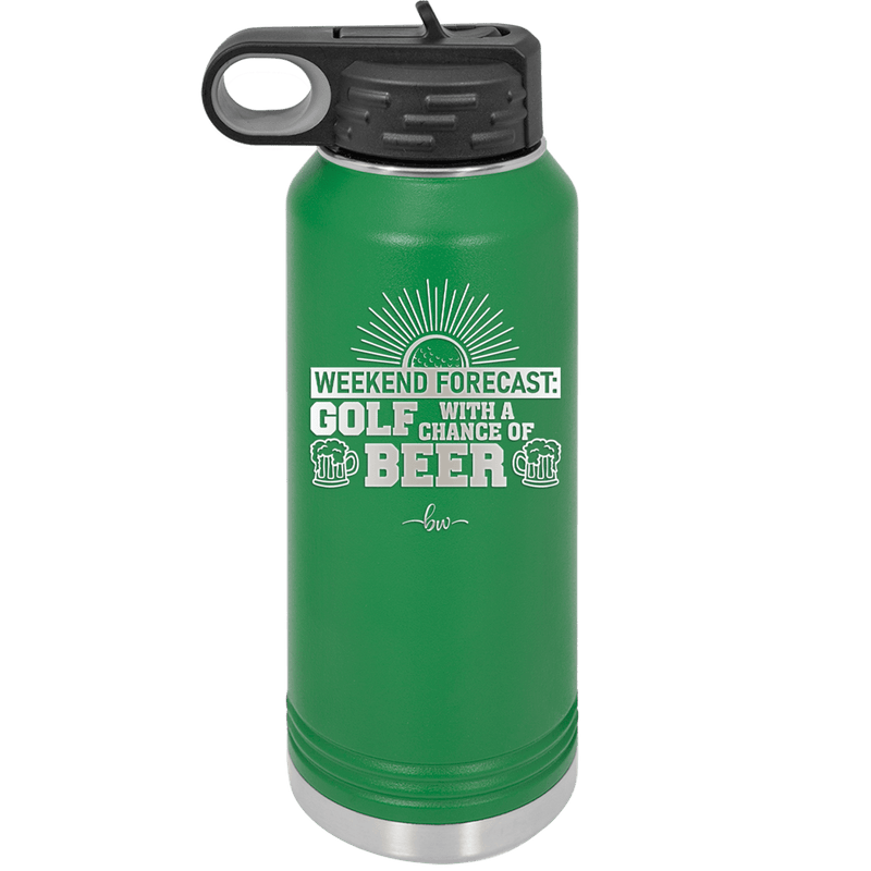 Weekend Forecast Golf with a Chance of Beer 1 - Laser Engraved Stainless Steel Drinkware - 1665 -