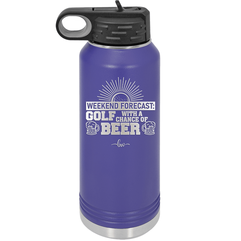 Weekend Forecast Golf with a Chance of Beer 1 - Laser Engraved Stainless Steel Drinkware - 1665 -