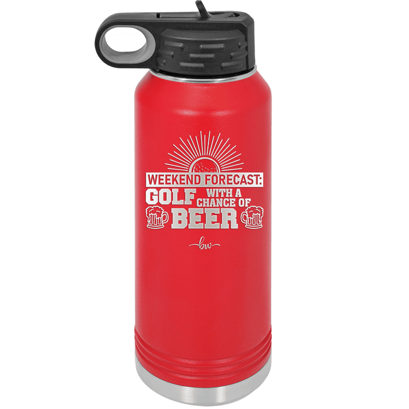 Weekend Forecast Golf with a Chance of Beer 1 - Laser Engraved Stainless Steel Drinkware - 1665 -