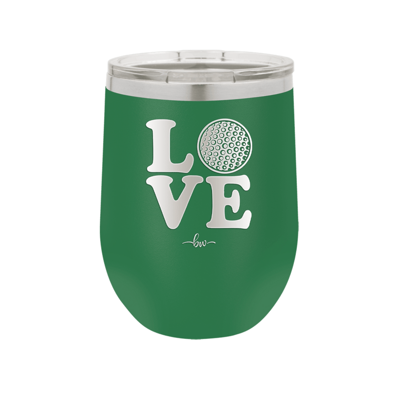 LOVE with Golf Ball - Laser Engraved Stainless Steel Drinkware - 1671 -