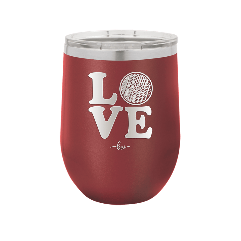 LOVE with Golf Ball - Laser Engraved Stainless Steel Drinkware - 1671 -