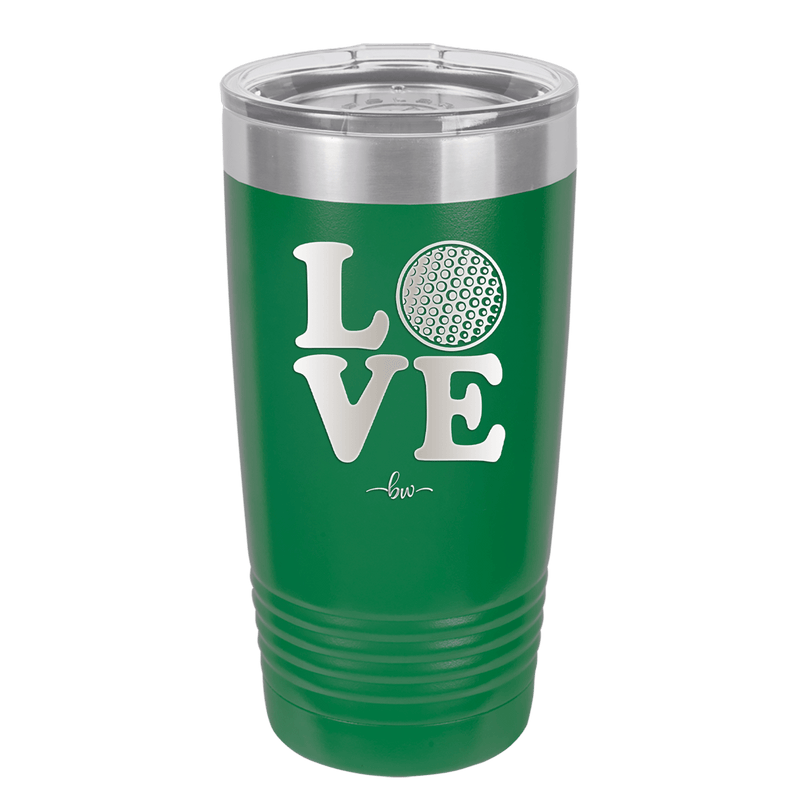 LOVE with Golf Ball - Laser Engraved Stainless Steel Drinkware - 1671 -