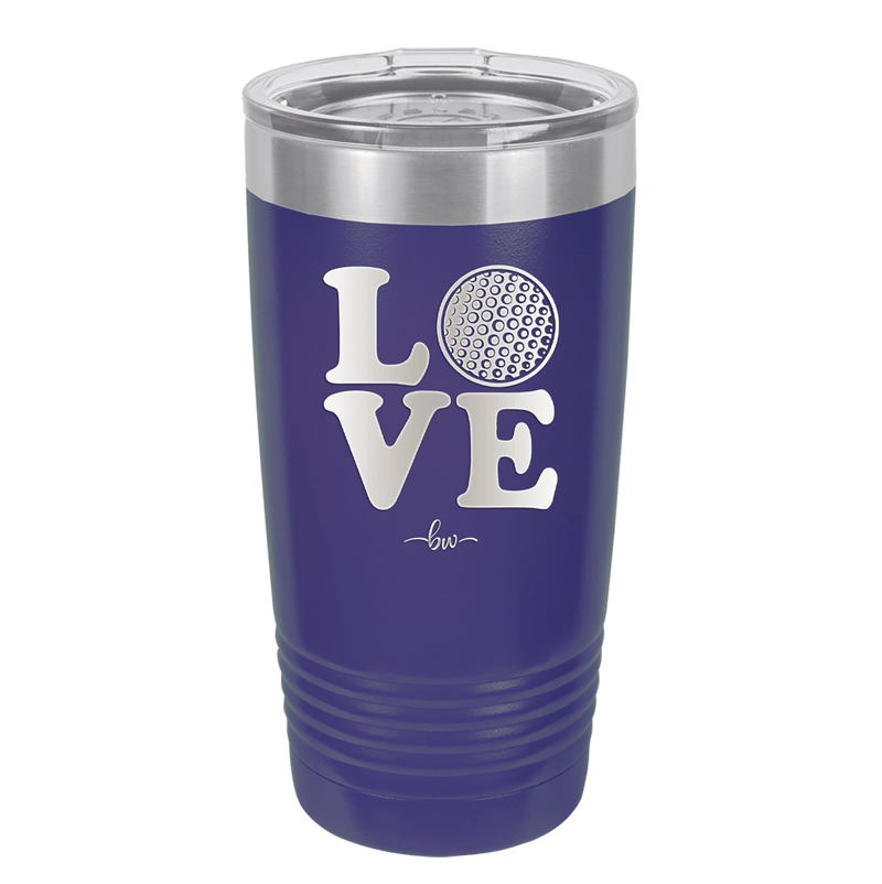 LOVE with Golf Ball - Laser Engraved Stainless Steel Drinkware - 1671 -