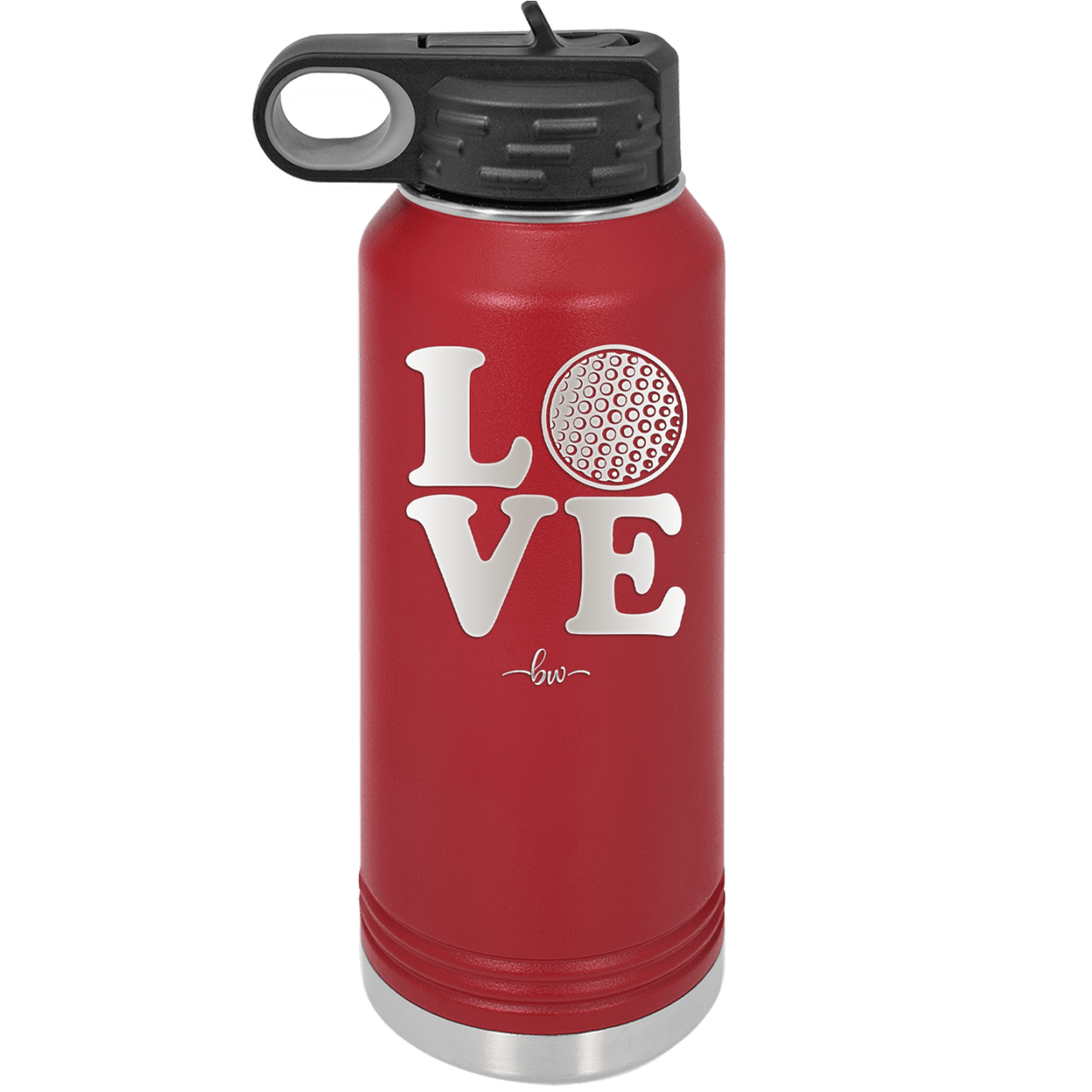 LOVE with Golf Ball - Laser Engraved Stainless Steel Drinkware - 1671 -