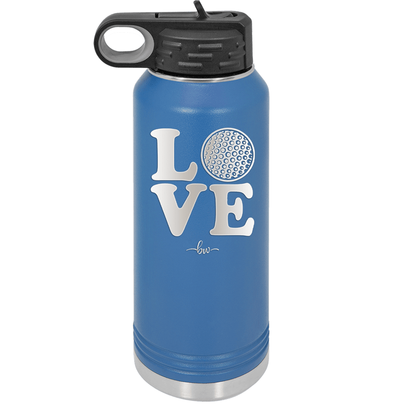 LOVE with Golf Ball - Laser Engraved Stainless Steel Drinkware - 1671 -