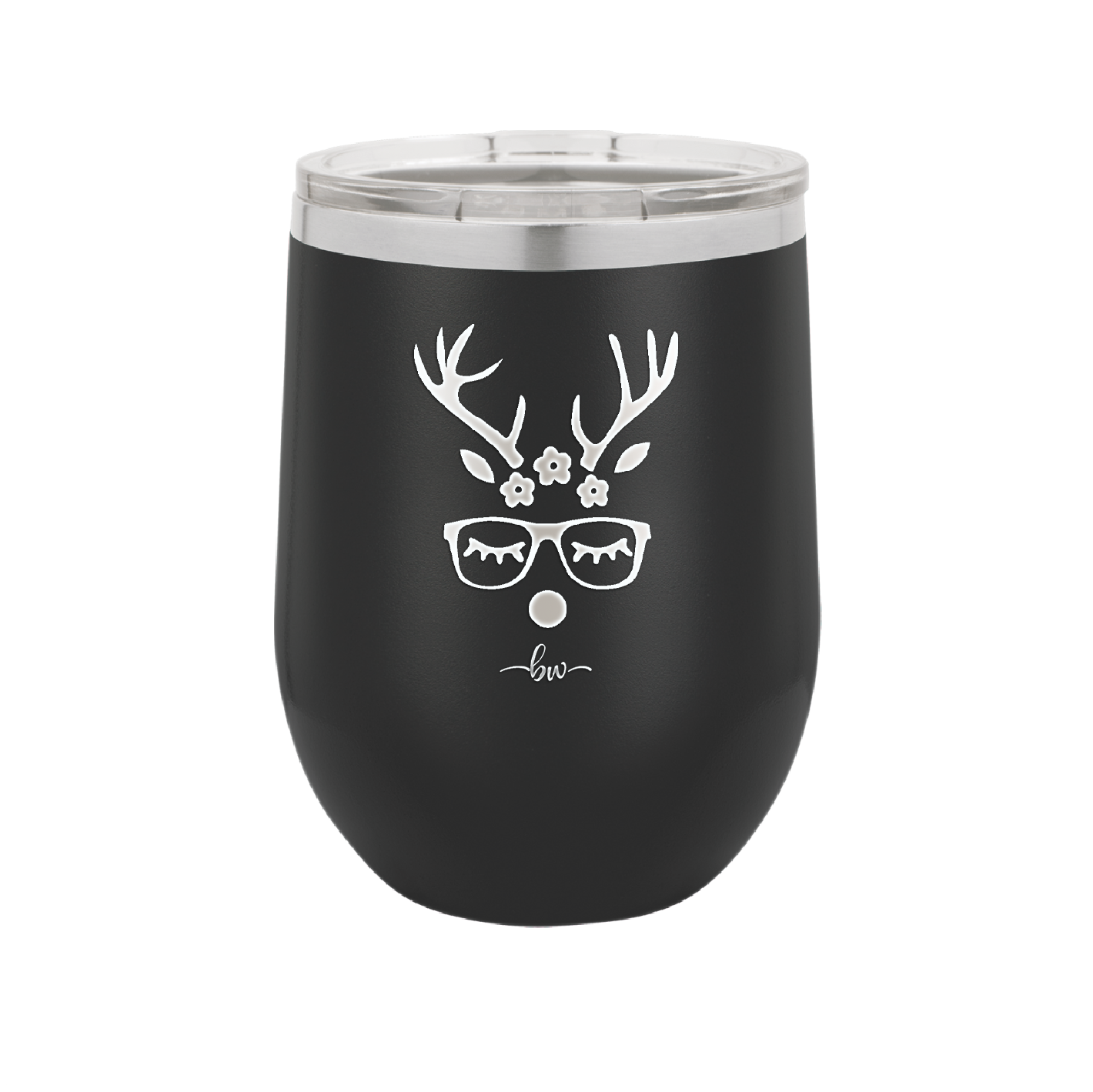 Hipster Female Reindeer - Laser Engraved Stainless Steel Drinkware - 1680 -