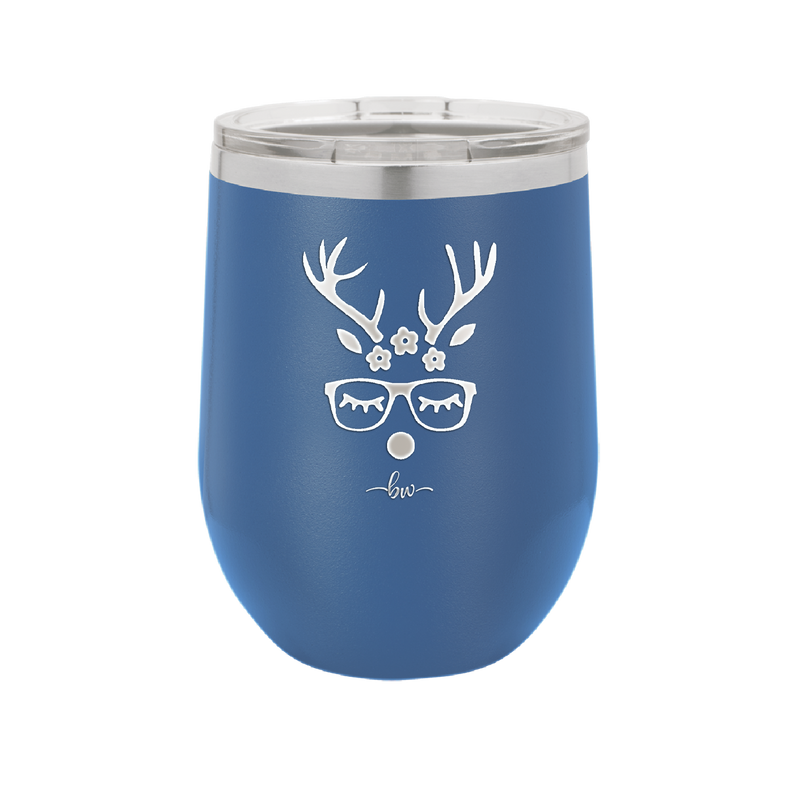 Hipster Female Reindeer - Laser Engraved Stainless Steel Drinkware - 1680 -