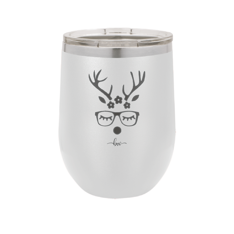 Hipster Female Reindeer - Laser Engraved Stainless Steel Drinkware - 1680 -