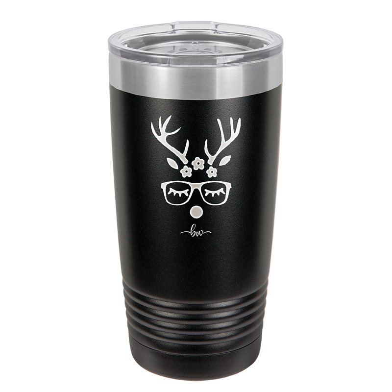 Hipster Female Reindeer - Laser Engraved Stainless Steel Drinkware - 1680 -