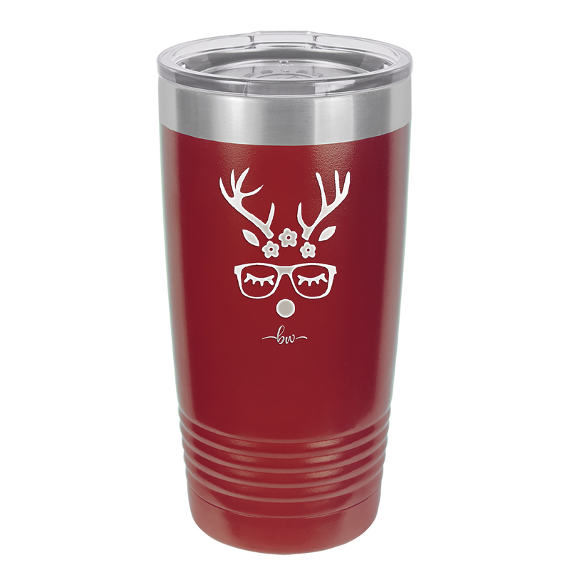 Hipster Female Reindeer - Laser Engraved Stainless Steel Drinkware - 1680 -