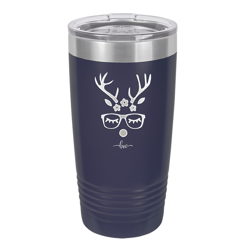 Hipster Female Reindeer - Laser Engraved Stainless Steel Drinkware - 1680 -