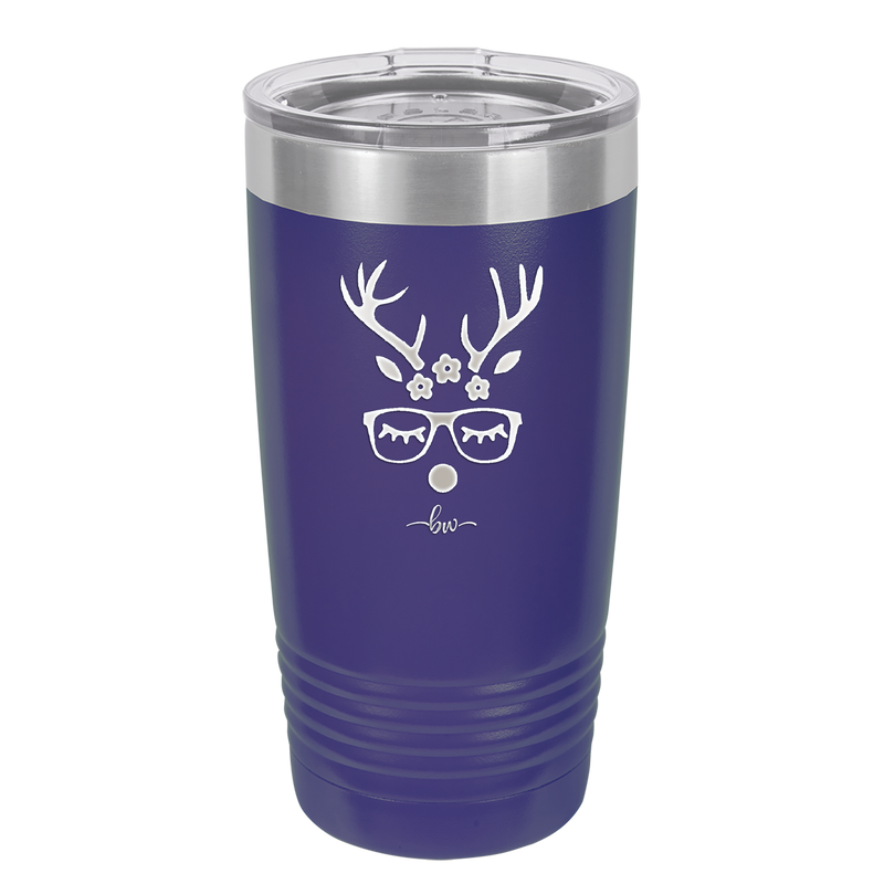 Hipster Female Reindeer - Laser Engraved Stainless Steel Drinkware - 1680 -