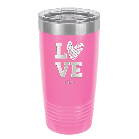 LOVE with Sketchy Heart - Laser Engraved Stainless Steel Drinkware - 1699 -