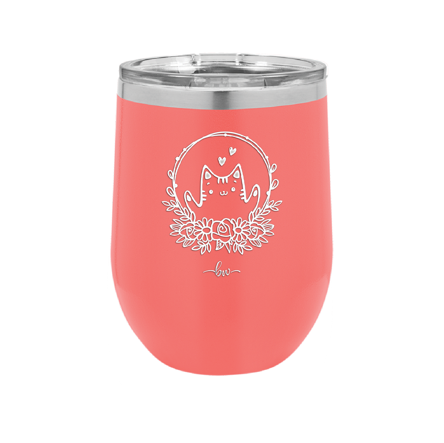 Kitty Hearts Frame - Laser Engraved Stainless Steel Drinkware - 1730 -