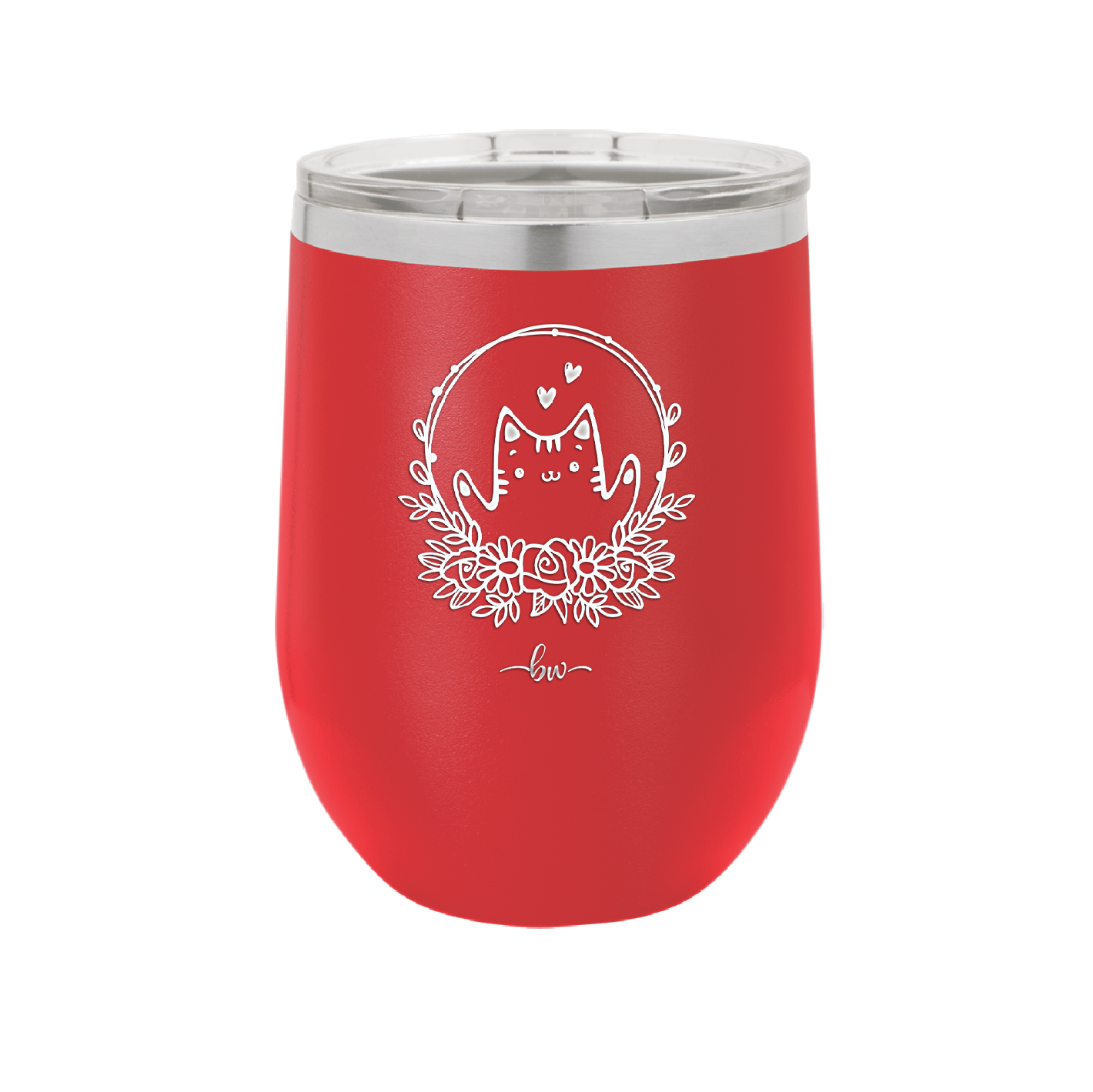 Kitty Hearts Frame - Laser Engraved Stainless Steel Drinkware - 1730 -