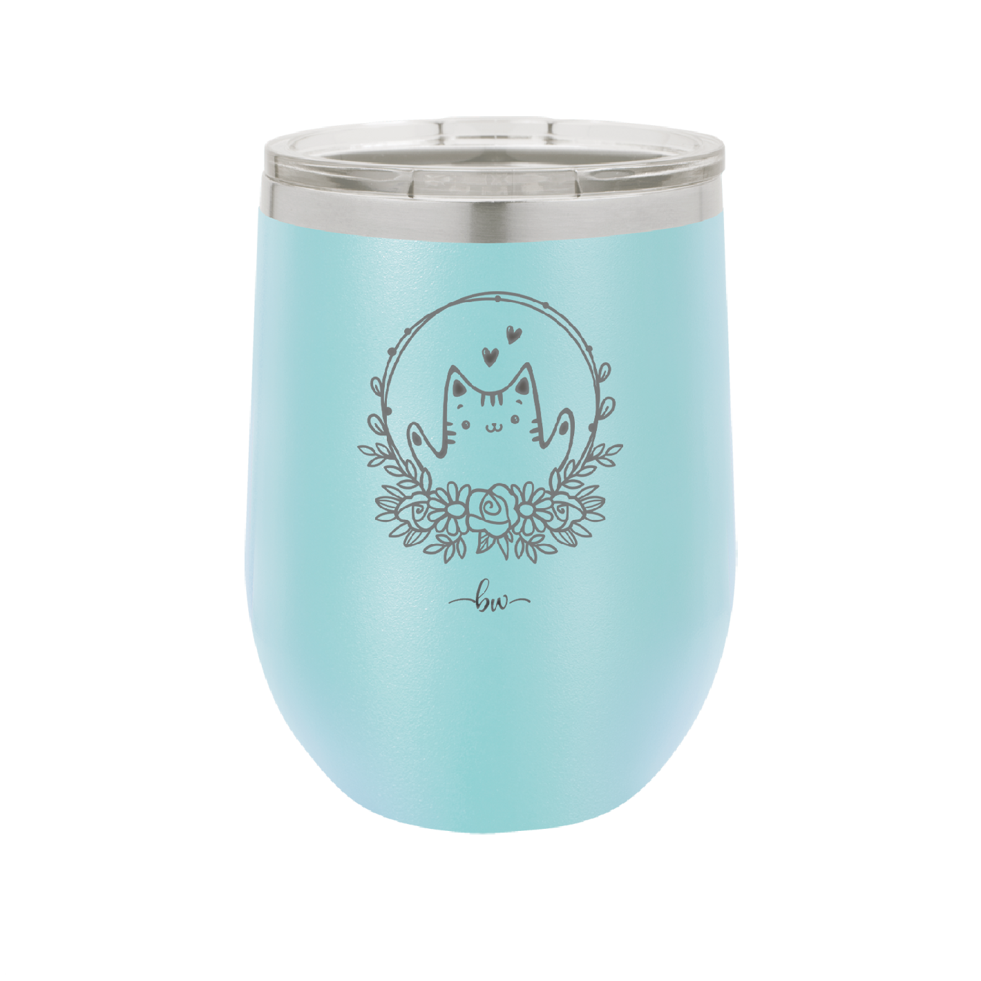 Kitty Hearts Frame - Laser Engraved Stainless Steel Drinkware - 1730 -