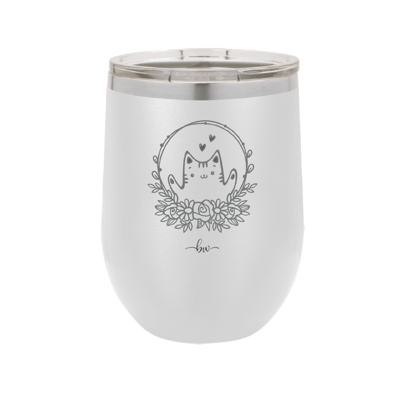 Kitty Hearts Frame - Laser Engraved Stainless Steel Drinkware - 1730 -