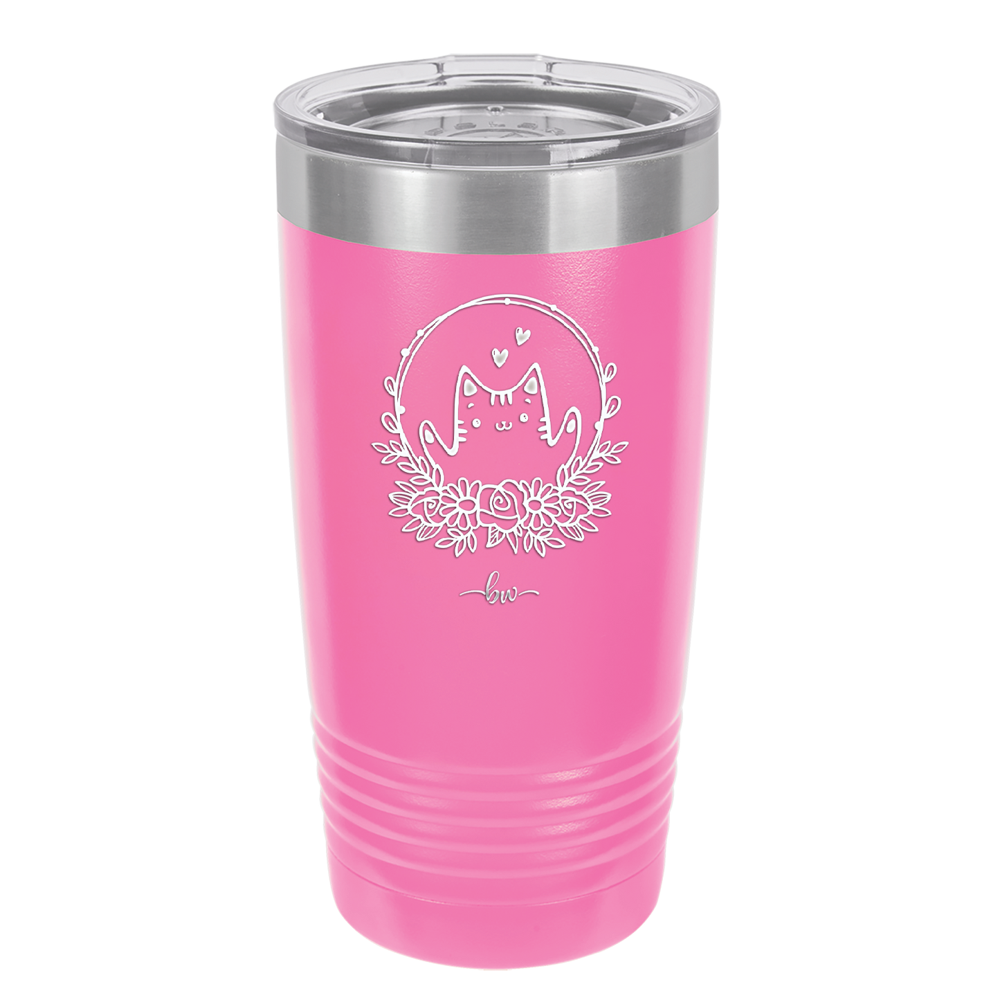 Kitty Hearts Frame - Laser Engraved Stainless Steel Drinkware - 1730 -