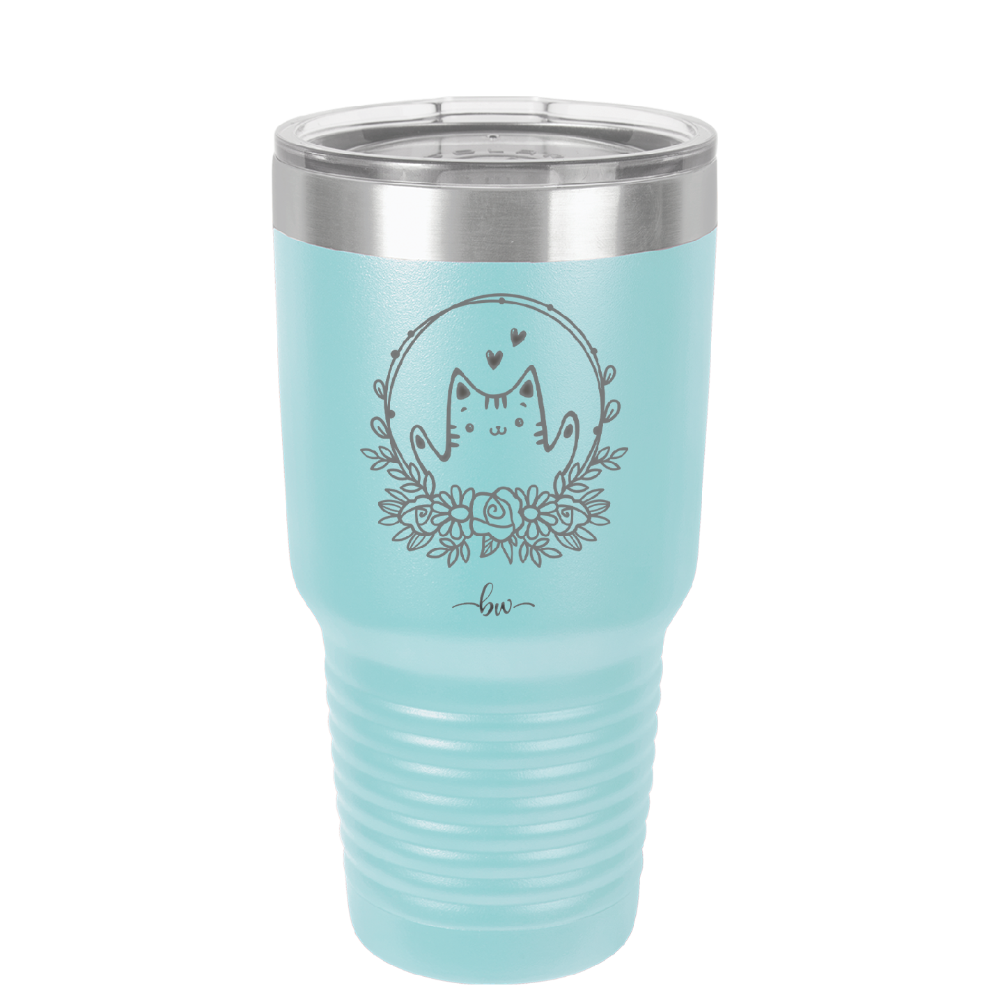 Kitty Hearts Frame - Laser Engraved Stainless Steel Drinkware - 1730 -