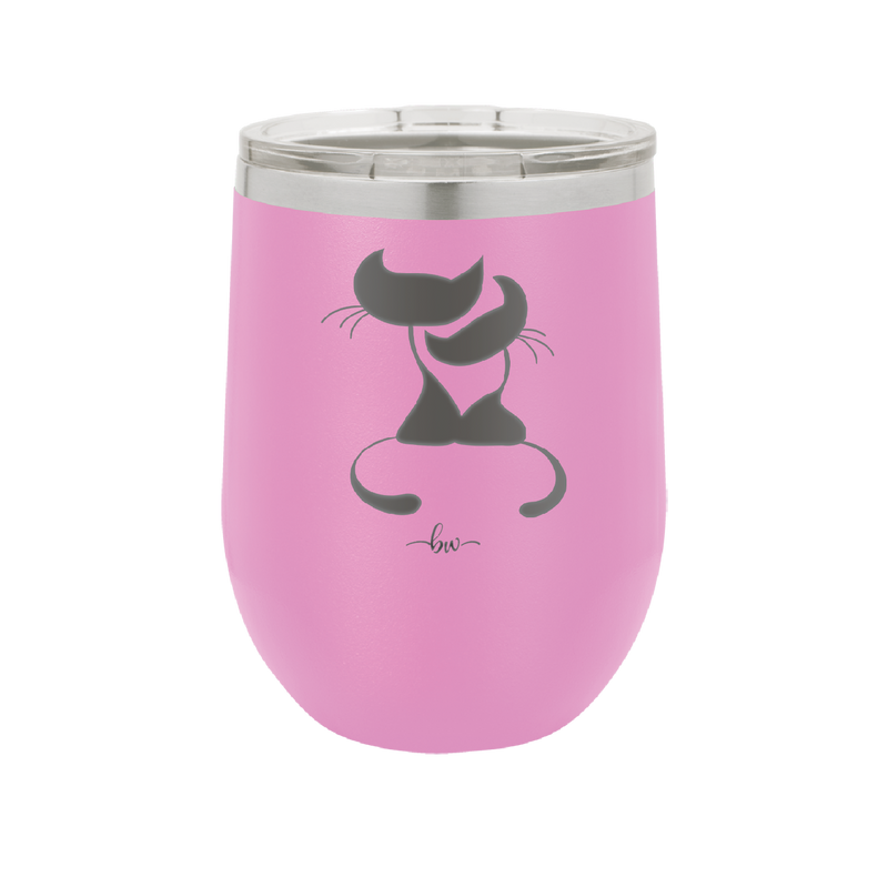 Cat Couple Cuddles - Laser Engraved Stainless Steel Drinkware - 1731 -