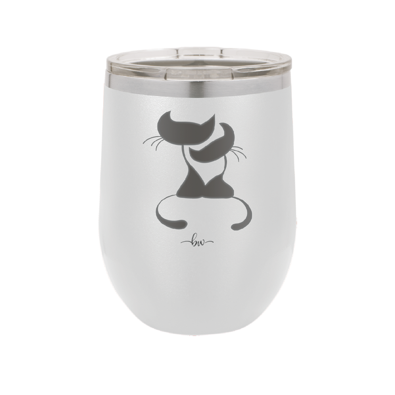 Cat Couple Cuddles - Laser Engraved Stainless Steel Drinkware - 1731 -