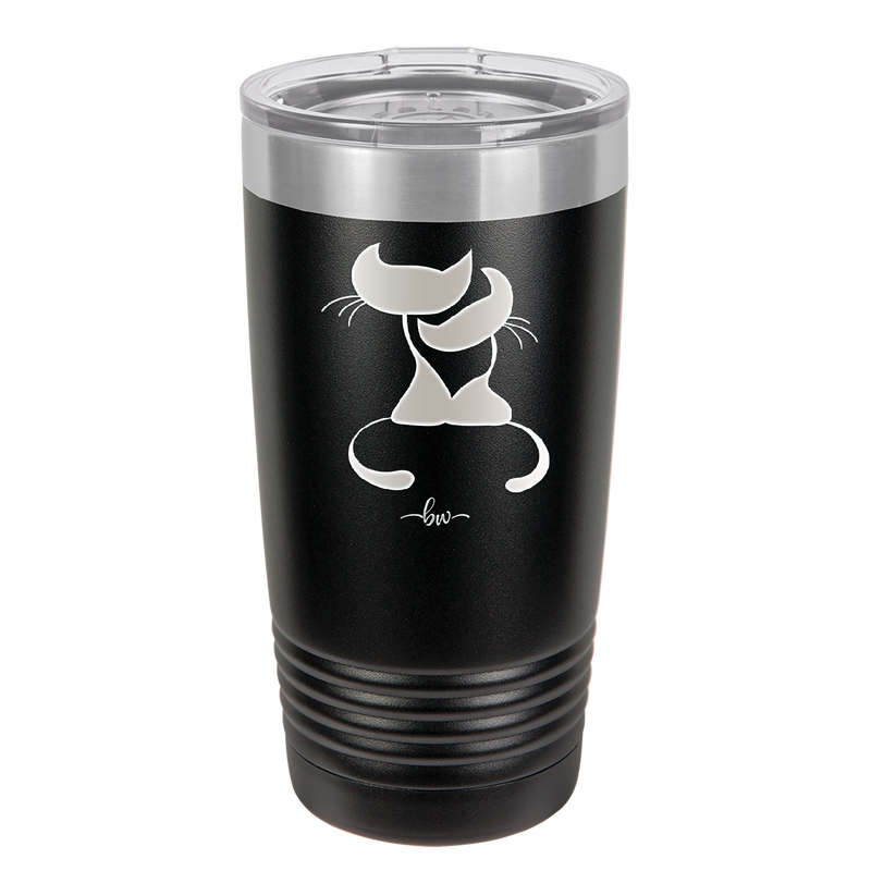 Cat Couple Cuddles - Laser Engraved Stainless Steel Drinkware - 1731 -