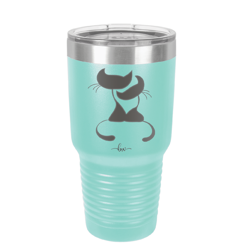 Cat Couple Cuddles - Laser Engraved Stainless Steel Drinkware - 1731 -