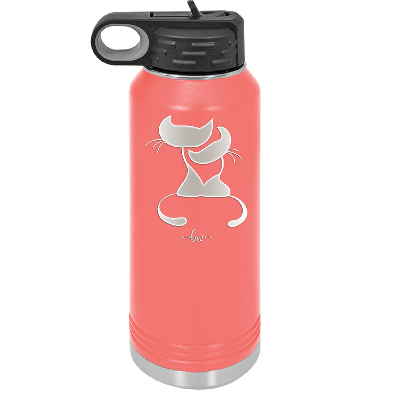 Cat Couple Cuddles - Laser Engraved Stainless Steel Drinkware - 1731 -