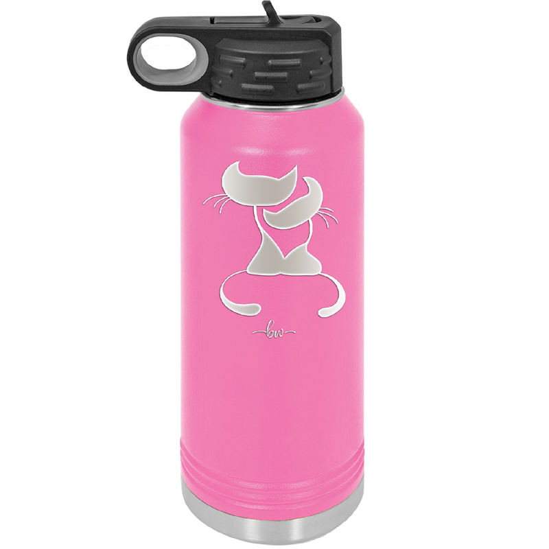 Cat Couple Cuddles - Laser Engraved Stainless Steel Drinkware - 1731 -