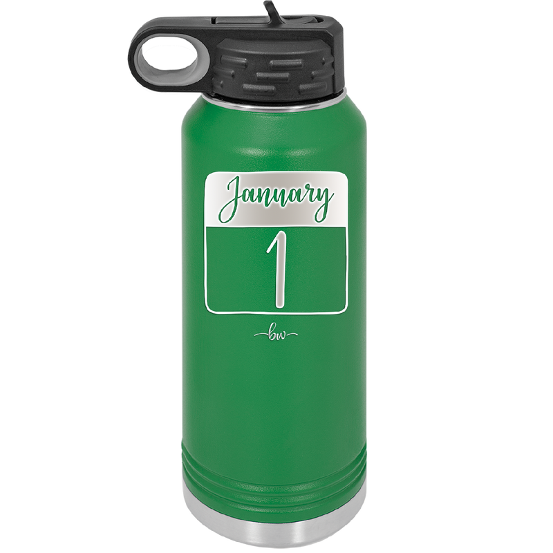 January 1st Calendar - Laser Engraved Stainless Steel Drinkware - 1735 -