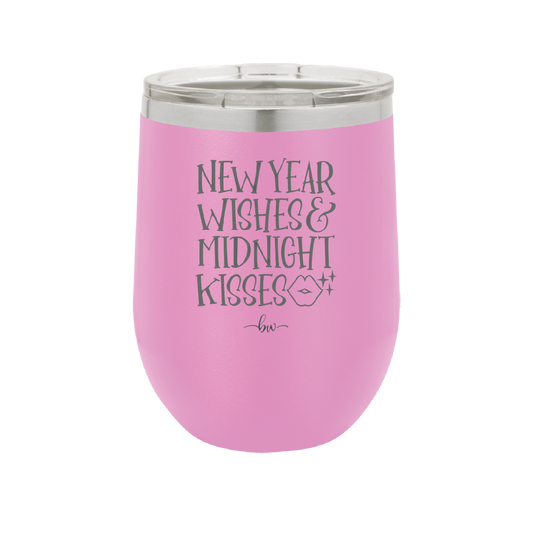 New Year Wishes Midnight Kisses - Laser Engraved Stainless Steel Drinkware - 1736 -