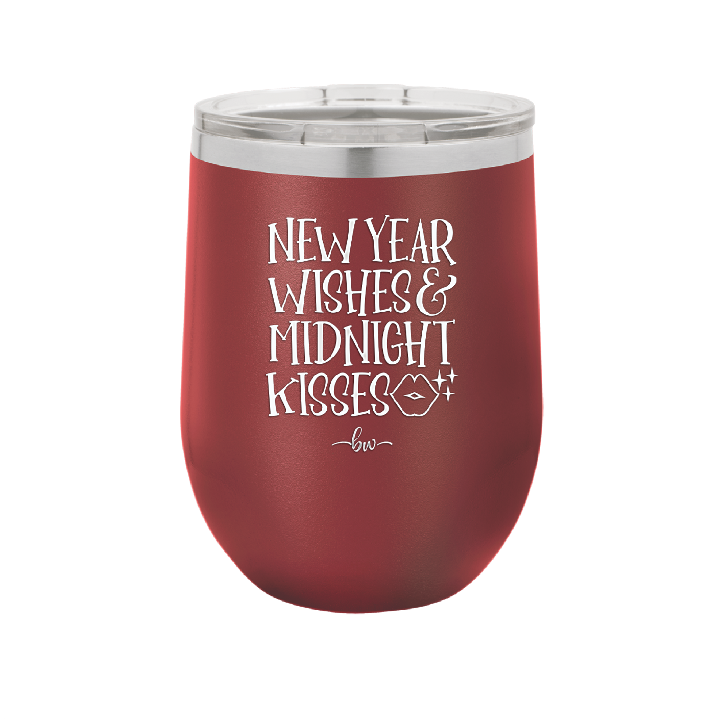 New Year Wishes Midnight Kisses - Laser Engraved Stainless Steel Drinkware - 1736 -
