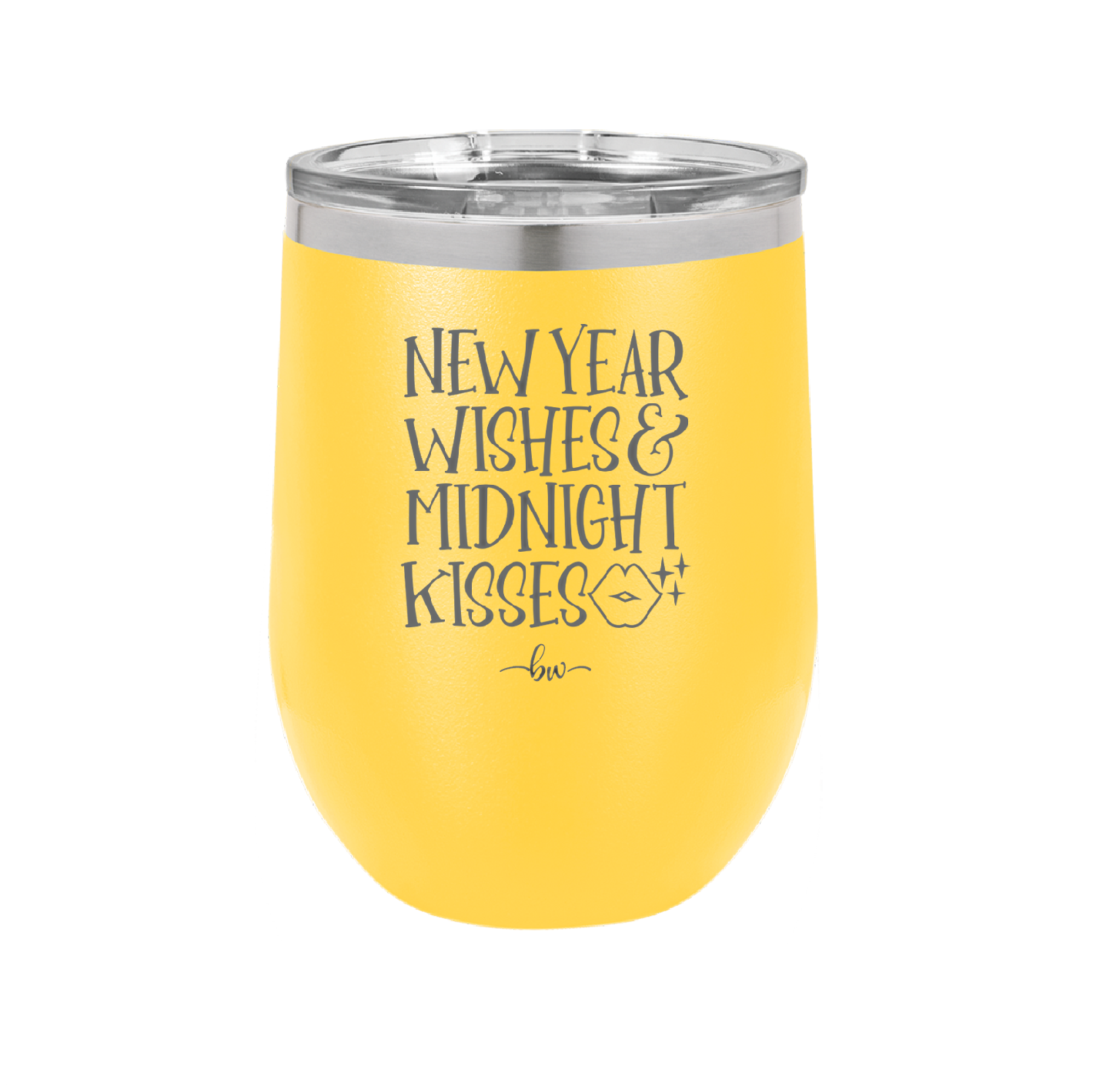 New Year Wishes Midnight Kisses - Laser Engraved Stainless Steel Drinkware - 1736 -
