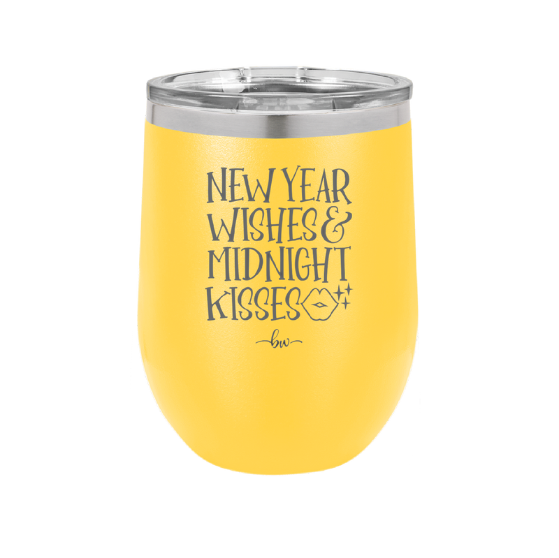 New Year Wishes Midnight Kisses - Laser Engraved Stainless Steel Drinkware - 1736 -