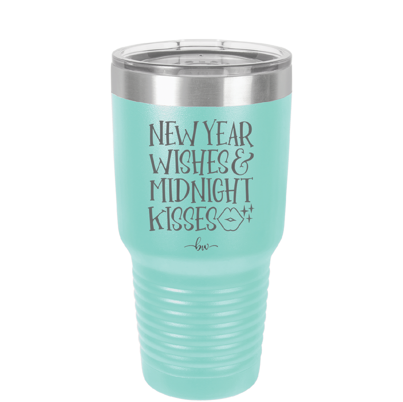 New Year Wishes Midnight Kisses - Laser Engraved Stainless Steel Drinkware - 1736 -