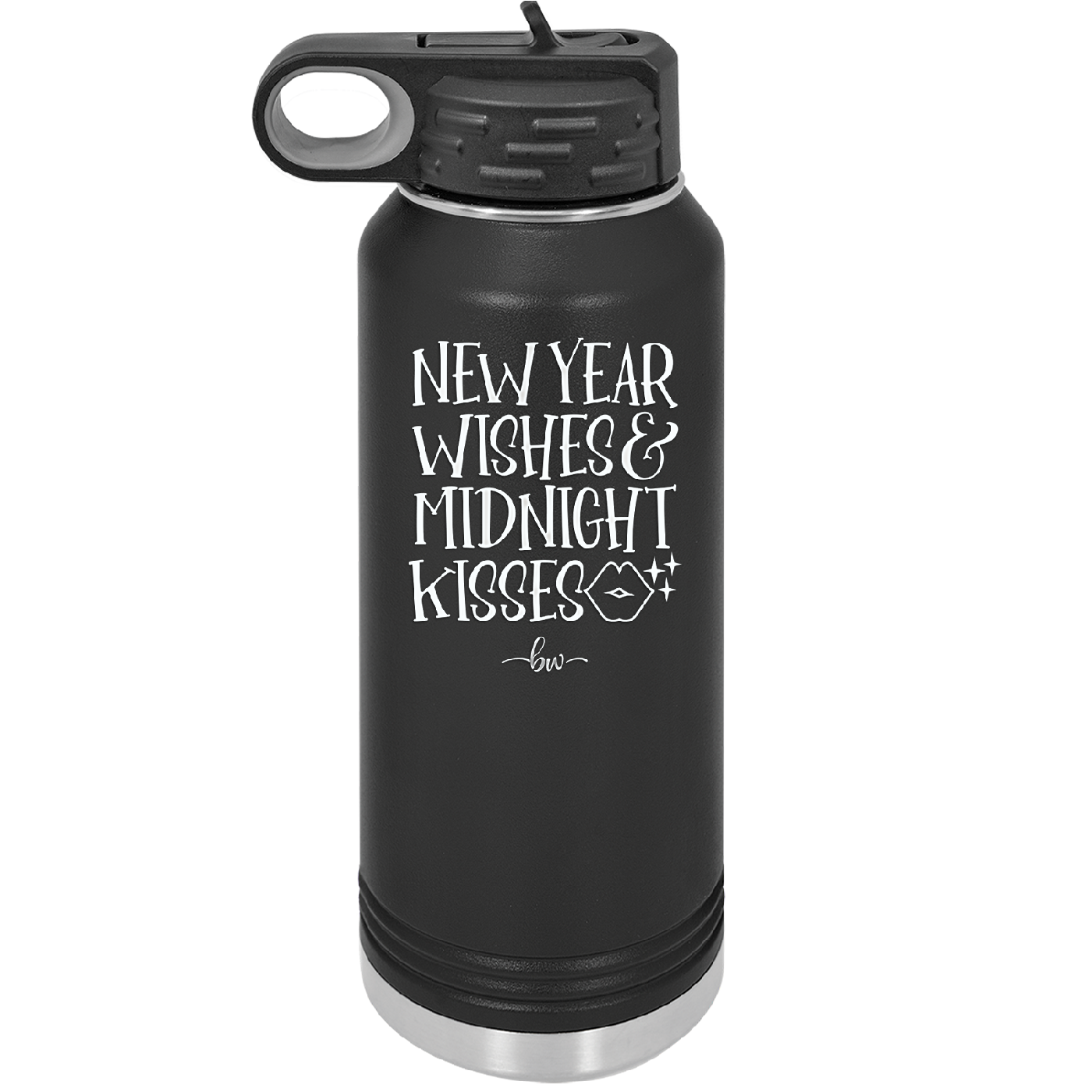 New Year Wishes Midnight Kisses - Laser Engraved Stainless Steel Drinkware - 1736 -
