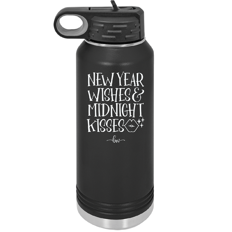 New Year Wishes Midnight Kisses - Laser Engraved Stainless Steel Drinkware - 1736 -