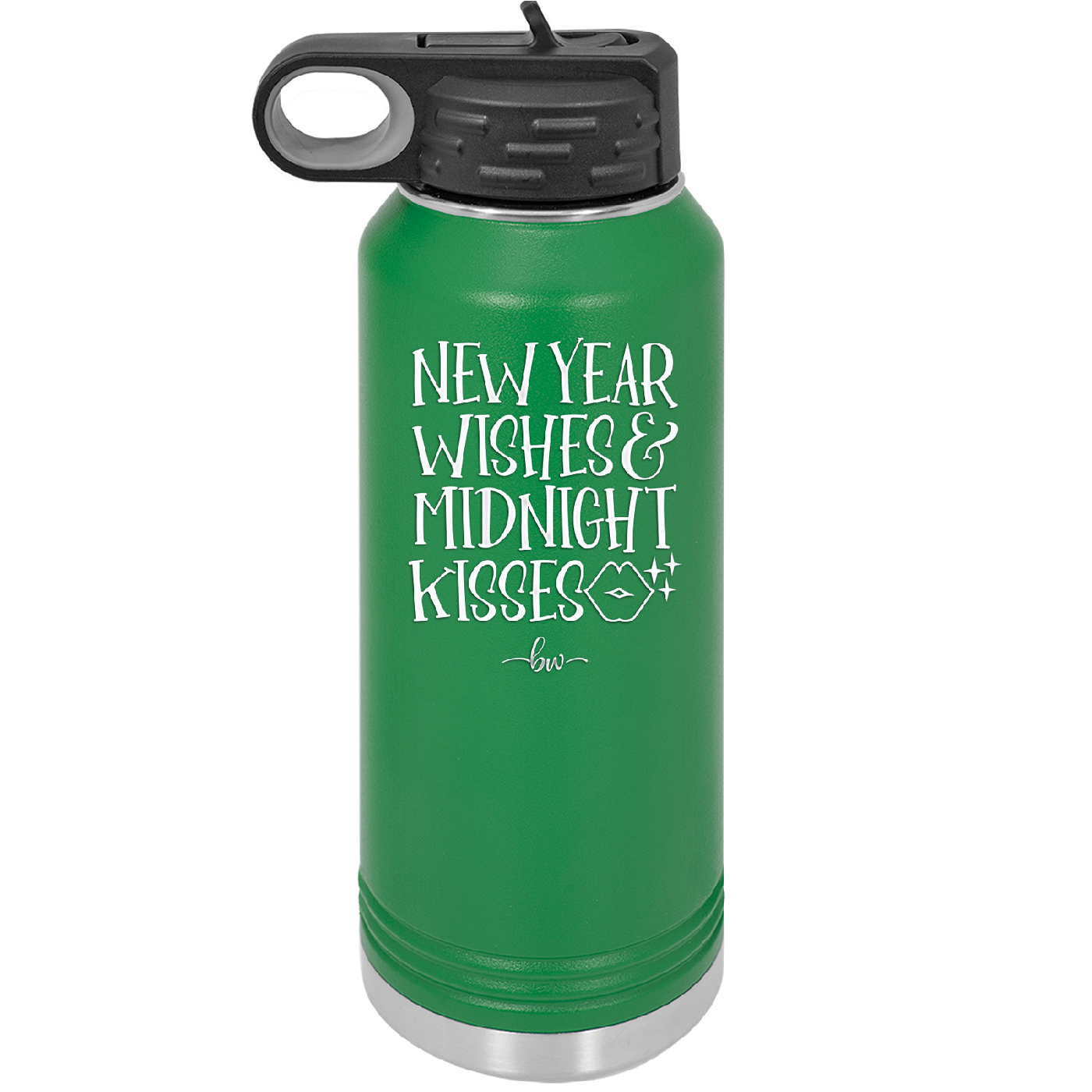 New Year Wishes Midnight Kisses - Laser Engraved Stainless Steel Drinkware - 1736 -