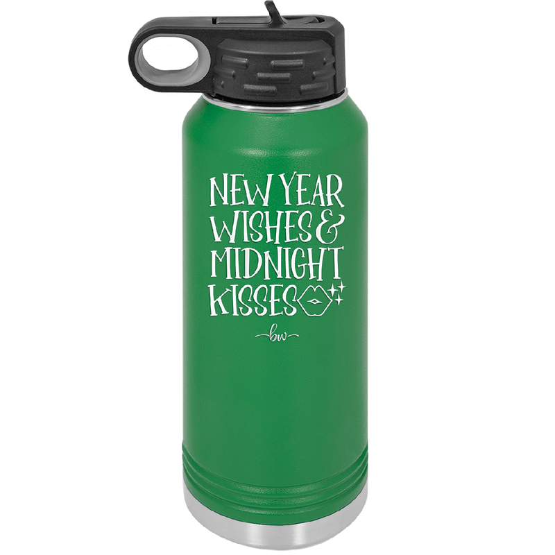 New Year Wishes Midnight Kisses - Laser Engraved Stainless Steel Drinkware - 1736 -