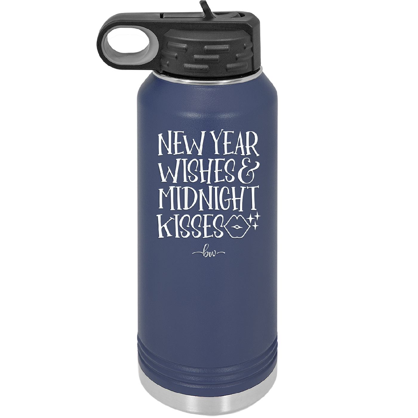 New Year Wishes Midnight Kisses - Laser Engraved Stainless Steel Drinkware - 1736 -