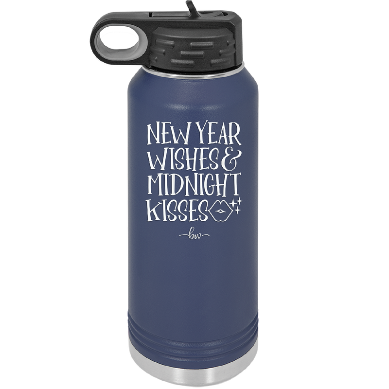 New Year Wishes Midnight Kisses - Laser Engraved Stainless Steel Drinkware - 1736 -