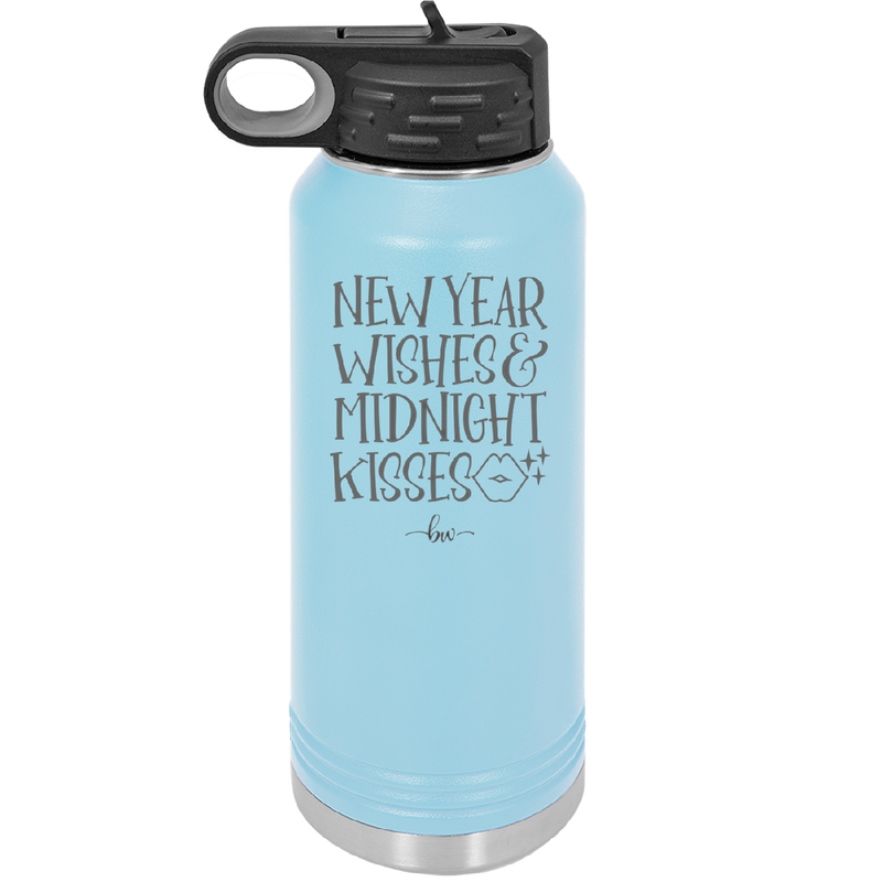 New Year Wishes Midnight Kisses - Laser Engraved Stainless Steel Drinkware - 1736 -